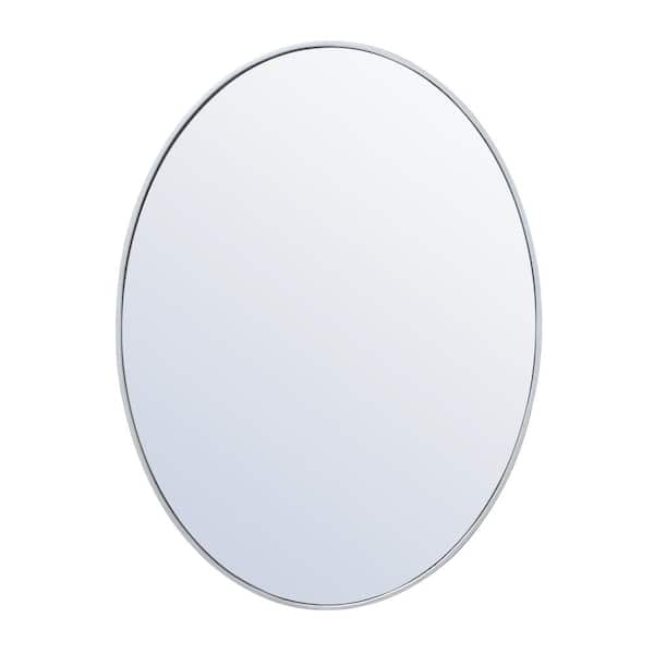 Unbranded Timeless Home 40 in. W x 30 in. H x Contemporary Metal Framed Oval Silver Mirror