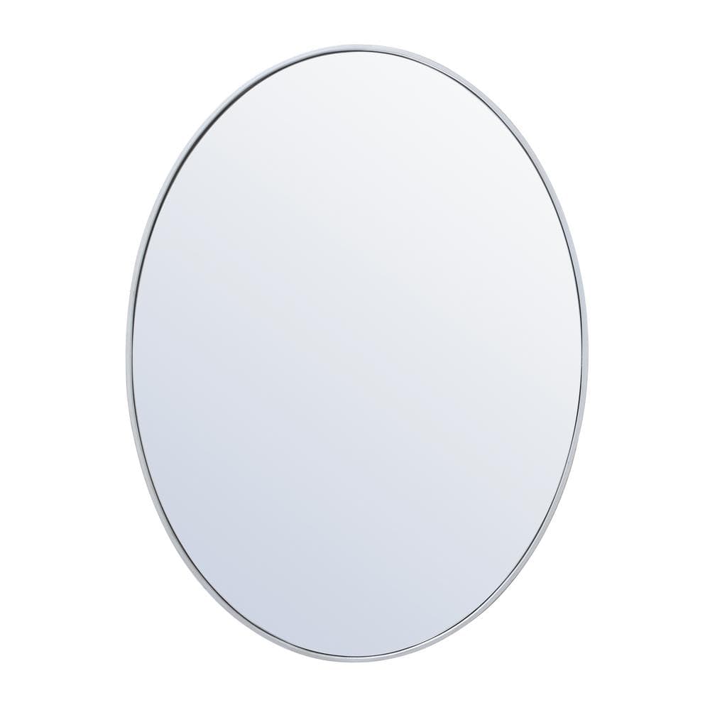 Medium Oval Silver Modern Mirror (30 in. H x 40 in. W)