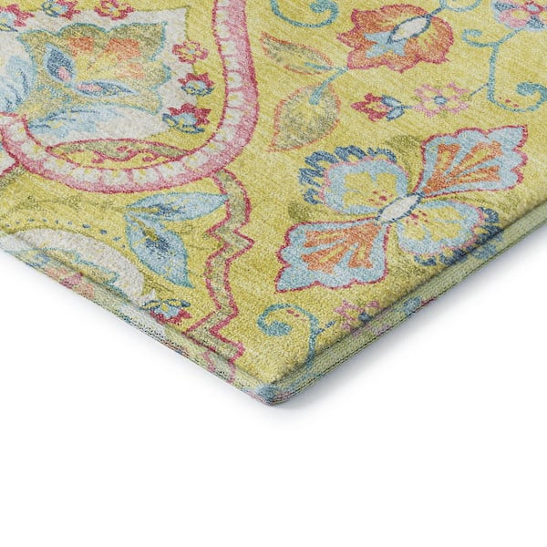 Mayfield Premium Machine Washable Abstract AMF2207 Yellow 2 ft. x 3 ft. Accent Rug