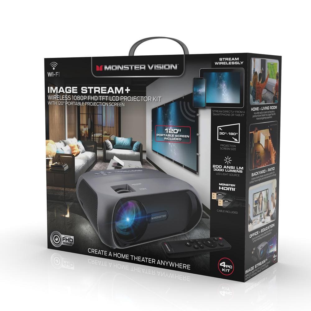 Monster Vision 1920 x 1080p LCD TFT Technology Home Projector Kit