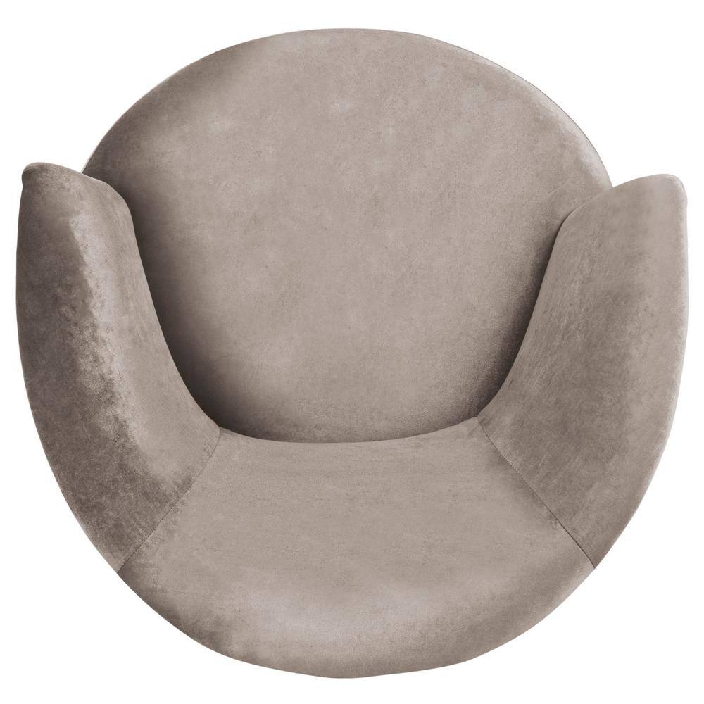 Hazelwood Gray Velvet Barrel Accent Chair with Gold Cap Legs