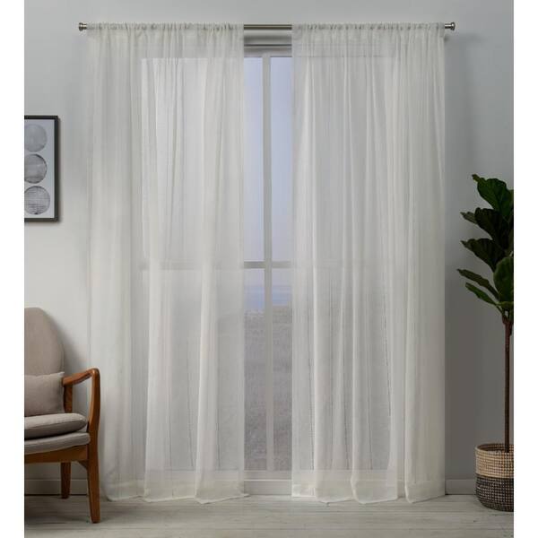 EXCLUSIVE HOME Snowflake Embroidered Rod Pocket Sheer Curtain - 54 in. W x 96 in. L (Set of 2)