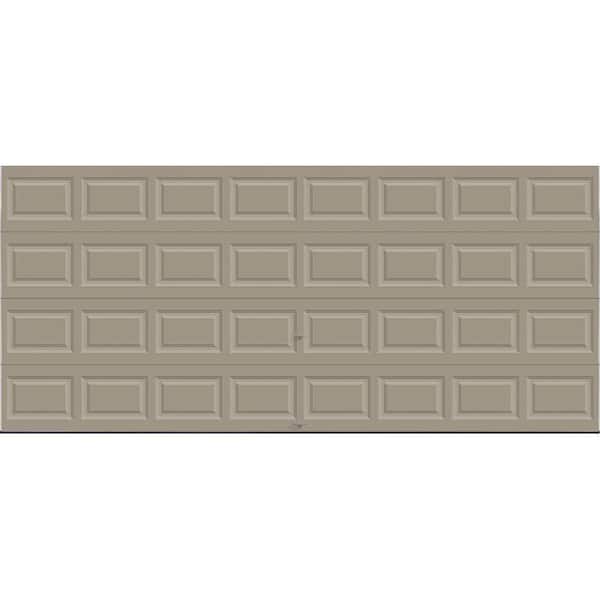 Classic Steel Short Panel 16ft x 7ft Insulated 12.9 R-Value Sandtone Garage Door without windows