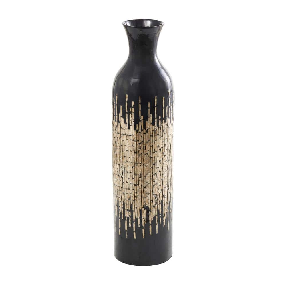 Litton Lane 34 in. Black Handmade Capiz Shell Decorative Vase with Gold  Ombre Design 043590 - The Home Depot