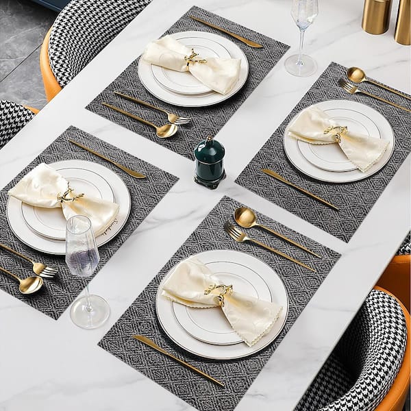 Home Brilliant White Placemats Set of 4 Cloth Placemat Decorations Heat  Resistant Washable Place Mats Set of 4 for Wedding Birthday Party, White