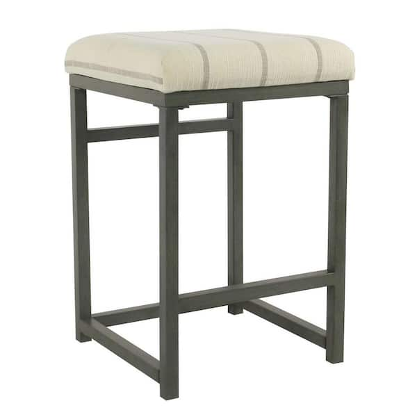 Homepop Open Back 24 in. Wicker Grey Bar Stool K7651.24-F2261