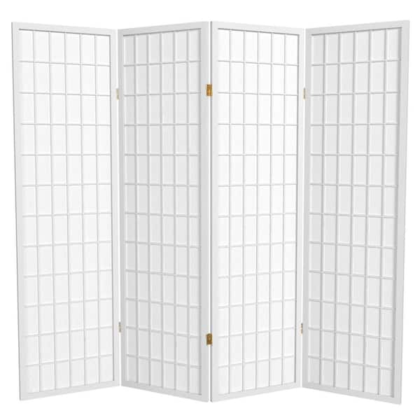 Oriental Furniture 5 ft. White 4-Panel Room Divider