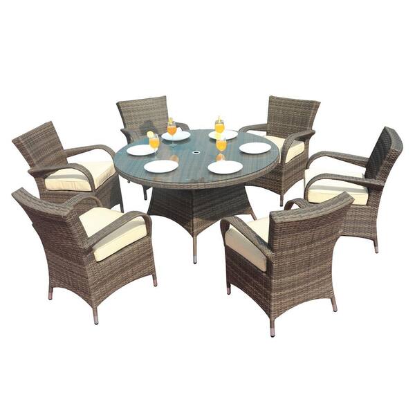 Moda Furnishings Cranon 7 Piece Wicker Outdoor Dining Set Mod 1122 The Home Depot Moda Furnishings Cranon 7 Piece Wicker, 7 Piece Outdoor Dining Set Clearance