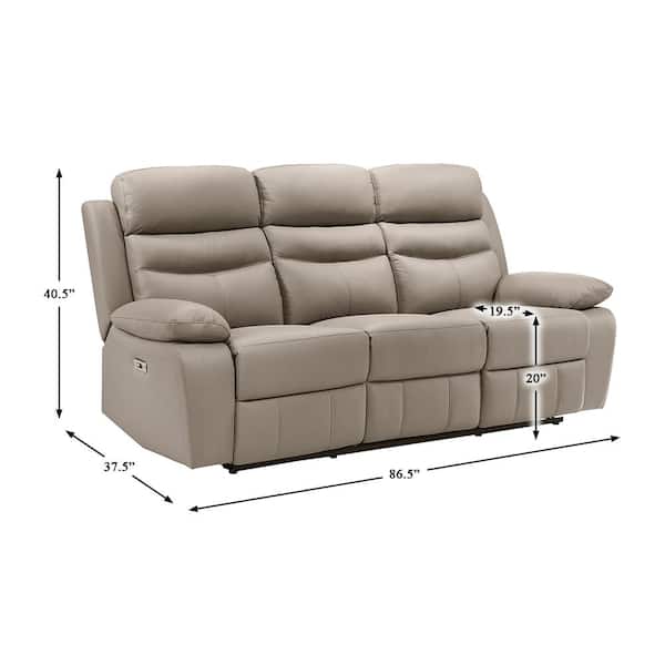 Lazzara Edelia 86.5 in. W Pillow Top Arm Leather Rectangle Power