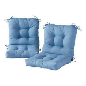 21 in. x 42 in. Outdoor Dining Chair Cushion in Denim (2-Pack)