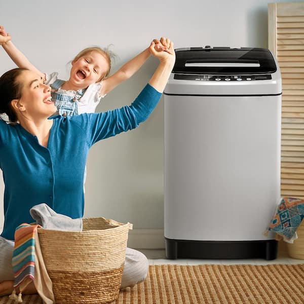 1.5 cu. ft. 11 lbs. Stackable Compact Full-automatic Top Load Washer Machine Laundry Washer Capacity in Gray
