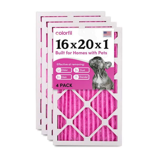 COLORFIL 16 in. x 20 in. x 1 in. Odor Removal and Color Changing Pleated Furnace Air Filter, MERV 8 (4-Pack)