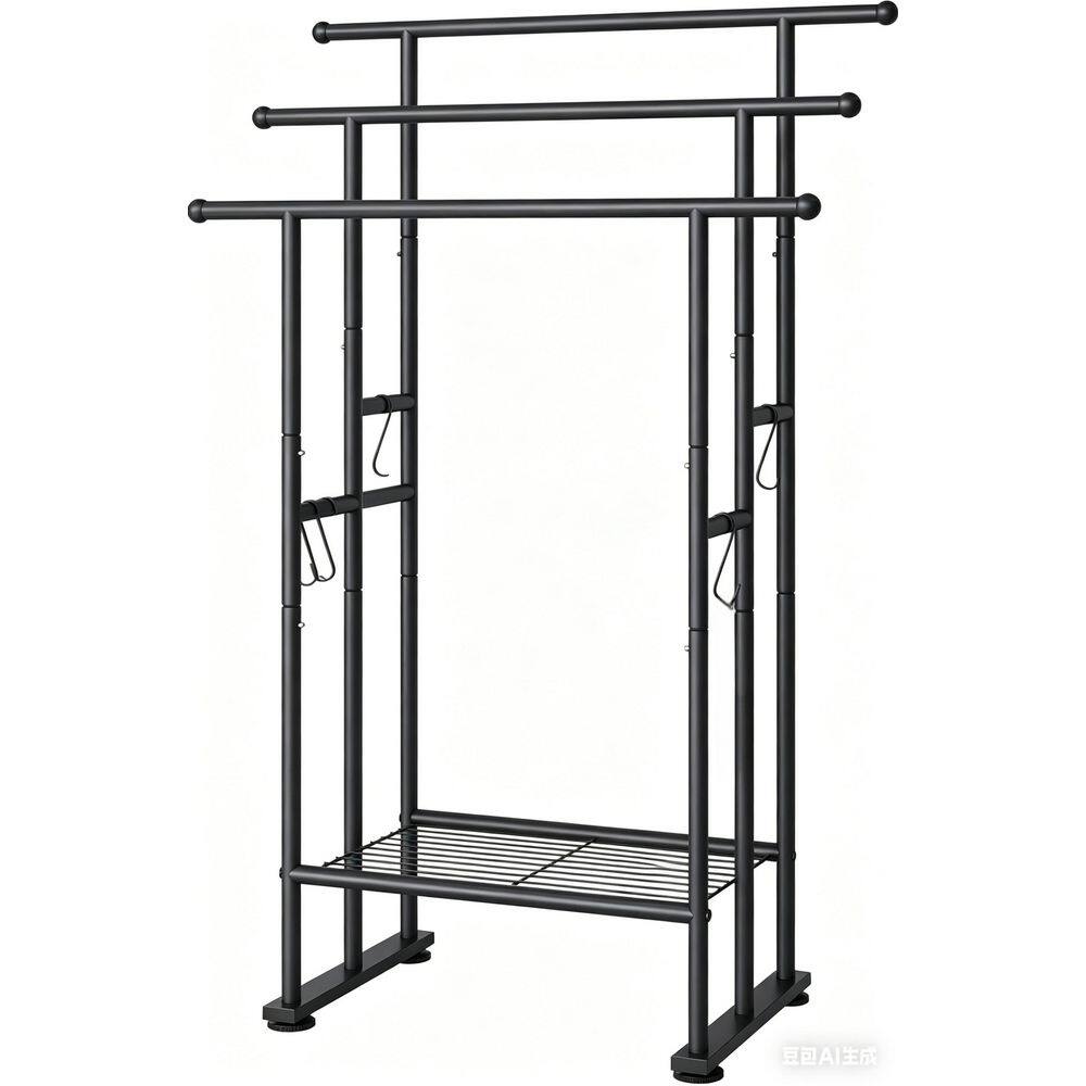 3 Tier 3 Towel Holders Standing Towel Rack in Matte Black, 40 in. Freestanding Tall Towel Drying Rack Outdoor with Shelf price history on PriceWatchPro