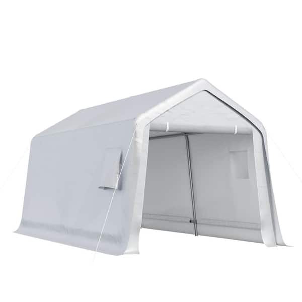 8.6 ft. W x 14 ft. D x 7.5 ft. H Outdoor Storage Tent, Tool Shed, Carport, Portable Garage for Patio, Garden, Grey