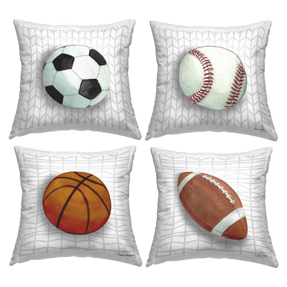 Sports Balls on Geometric 4 Piece Outdoor Printed Throw Pillow Set by Sharon Kuplack price history on PriceWatchPro