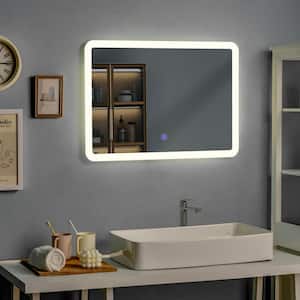 27.5 in. W x 20 in. H Rectangular Rounded Frameless Wall-mounted LED Bathroom Vanity Mirror with Touch in White