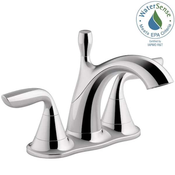 KOHLER Williamette 4 in. Centerset 2-Handle 1.2 GPM Bathroom Faucet ...