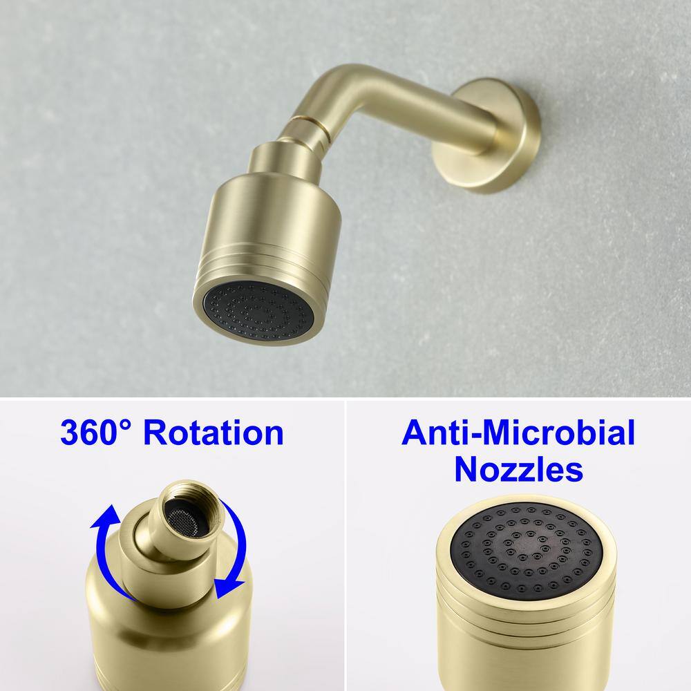 Brushed Gold Wall Mounted Rain Shower Faucet Set