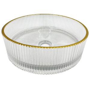 Scotch 16 in. Circular Bathroom Vessel Sink in Gold Yellow Tempered Glass