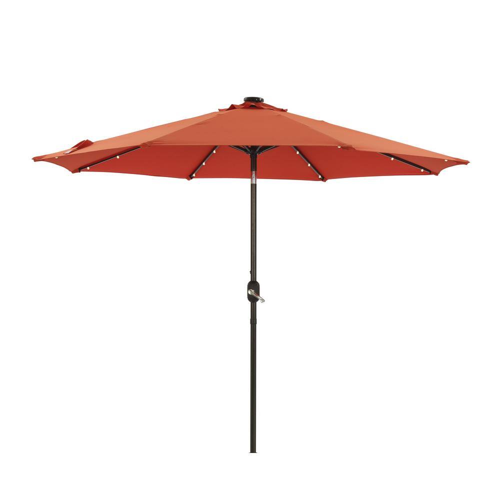 9 ft. Market Outdoor Patio Umbrella with LED in Orange