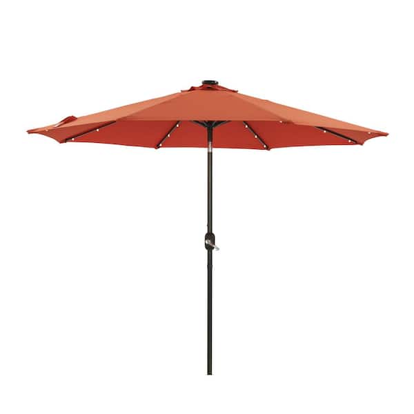 Unbranded 9 ft. Market Outdoor Patio Umbrella with LED in Orange