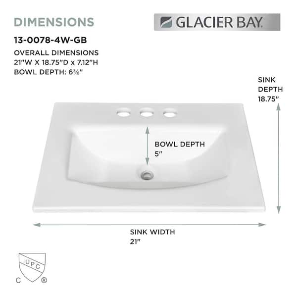 Minh Hương Glacier Bay 21 in. Drop-In Rectangular Vitreous China