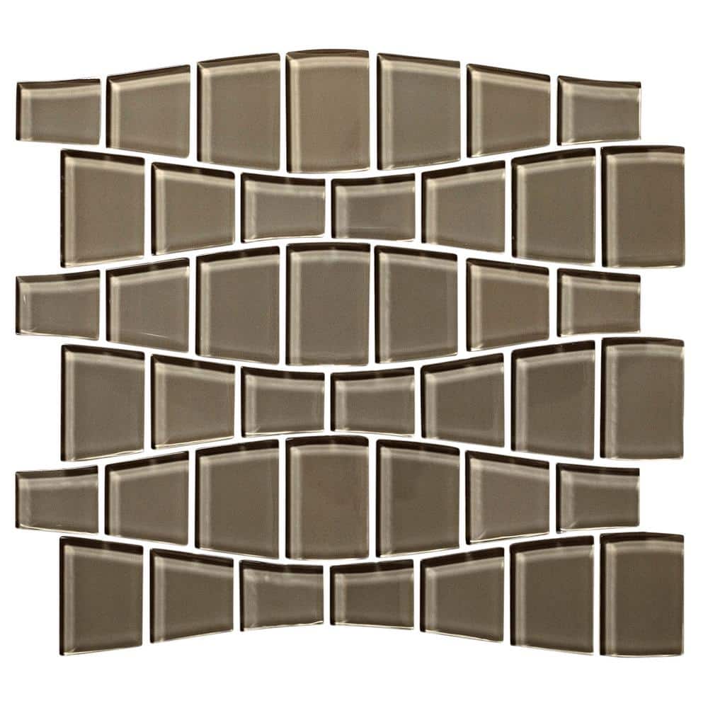 Ripple Smoke Gloss 4 in. x 6 in. Geometric Glass Mosaic Tile Sample (.96 sq.ft./each) price history on PriceWatchPro