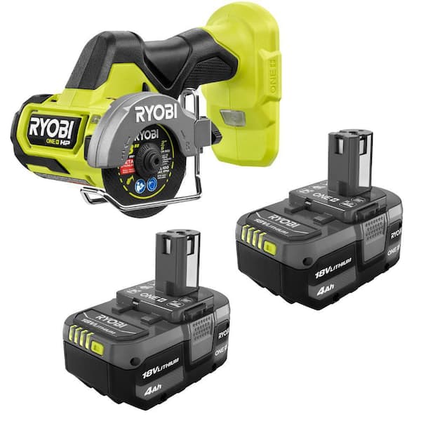 ONE+ 18V Lithium-Ion 4.0 Ah Battery (2-Pack) with ONE+ HP 18V Brushless Cordless Compact Cut-Off Tool