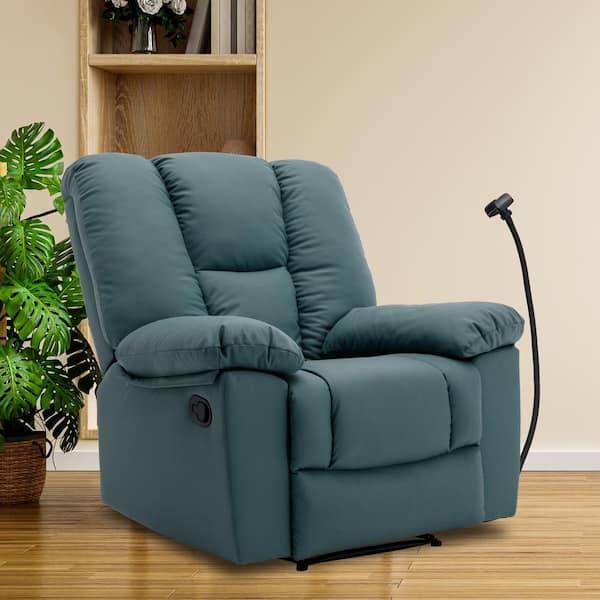 Chizzyseat Yingj 38 in. W Green Technical Leather Upholstered Manual Oversized Recliner with Storage