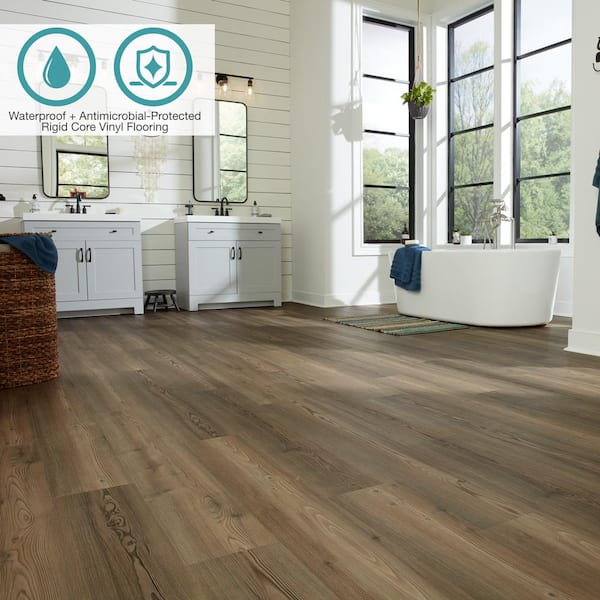 Pergo Defense+ Classic Weathered Pine 20 MIL x in. W x 48 in. L Click Lock Waterproof Vinyl Plank Flooring (17 sqft/case) PDP01-822 - The Home Depot