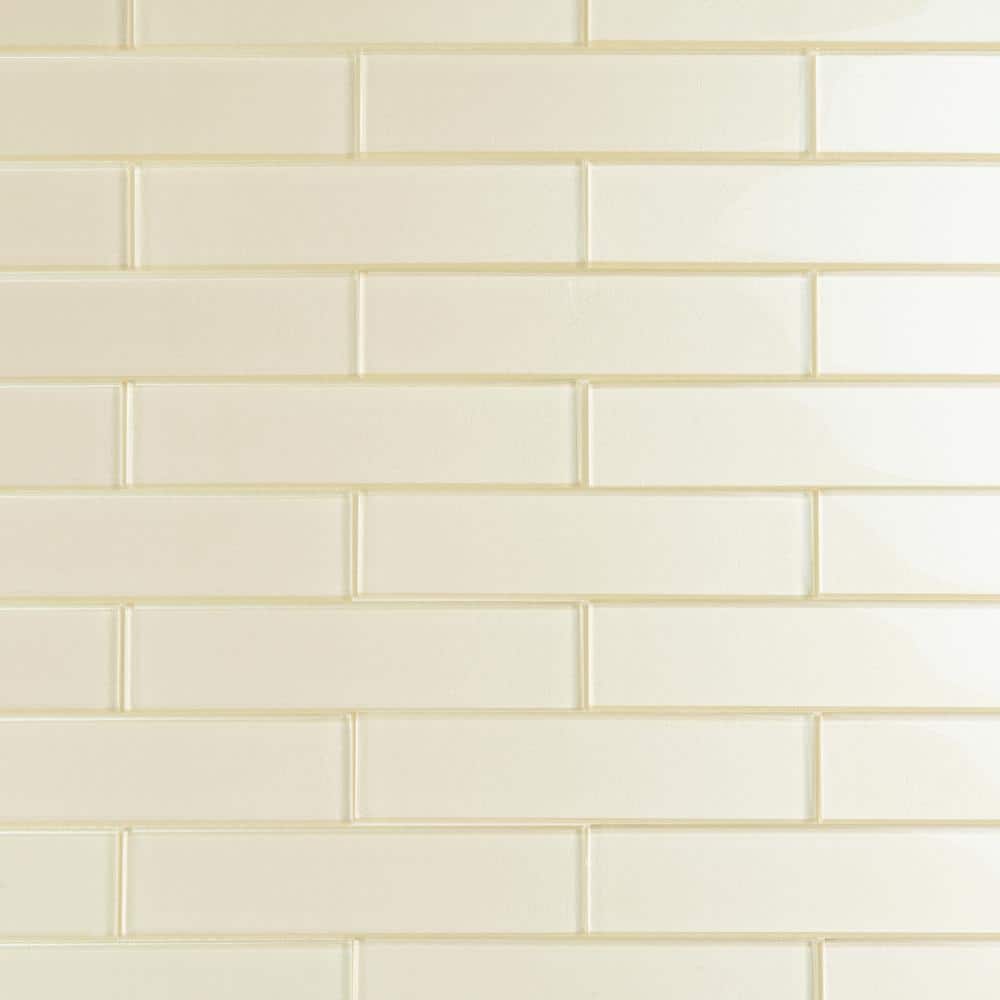 White 2x8 Glass Subway Mosaic Tile