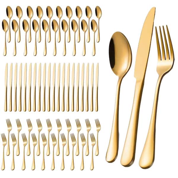 60-Piece Gold Stainless Steel Flatware Set (Service for 20)