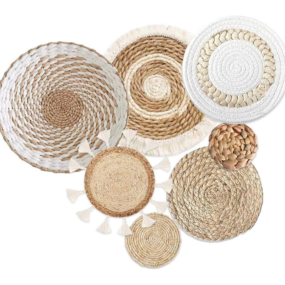 Boho Wall Decor Neutral Wall Art for Home, Multicolored Wall Baskets (Set o