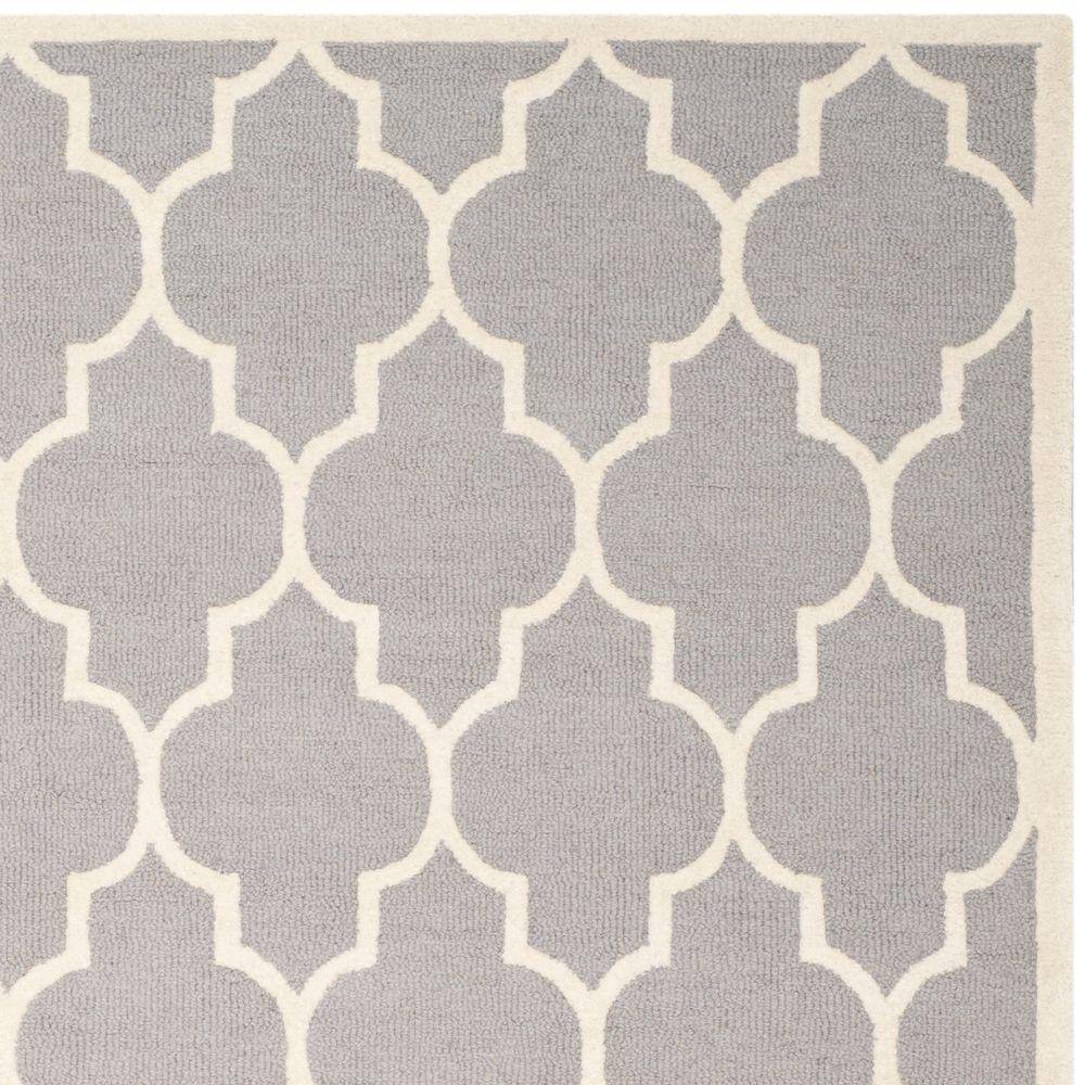 Hand-Tufted Elegance Silver & Ivory Wool 8' x 10' Area Rug