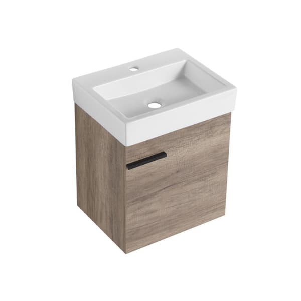 19 in. W x 15 in. D x 22.8 in. H Single Sink Bath Vanity Cabinet in Gray with White Ceramic Basin Top