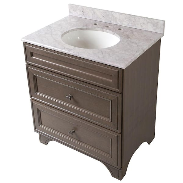 Home Decorators Collection Albright 31 in. Vanity in Winter with Stone Effects Vanity Top in Carrera