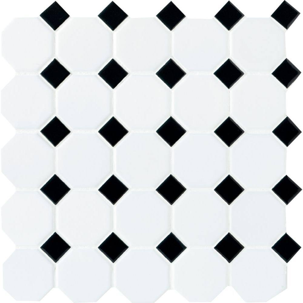Lexstone Galaxy Black 12 in. x 12 in. Matte Ceramic Octagon and Dot Floor and Wall Mosaic Tile (10 sq. ft./case) price history on PriceWatchPro