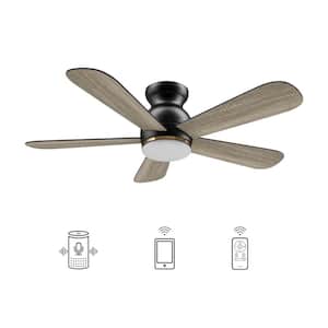 Kaze 48 in. Dimmable LED Indoor/Outdoor Black Smart Ceiling Fan with Light and Remote, Works with Alexa/Google Home
