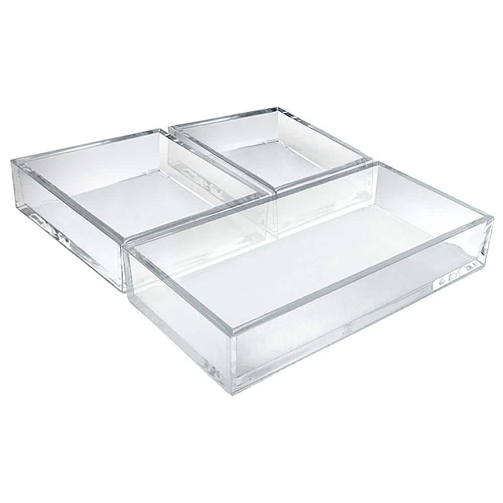 Azar Displays Deluxe 3-Piece Clear Styrene Tray Set 556224 The Home Depot