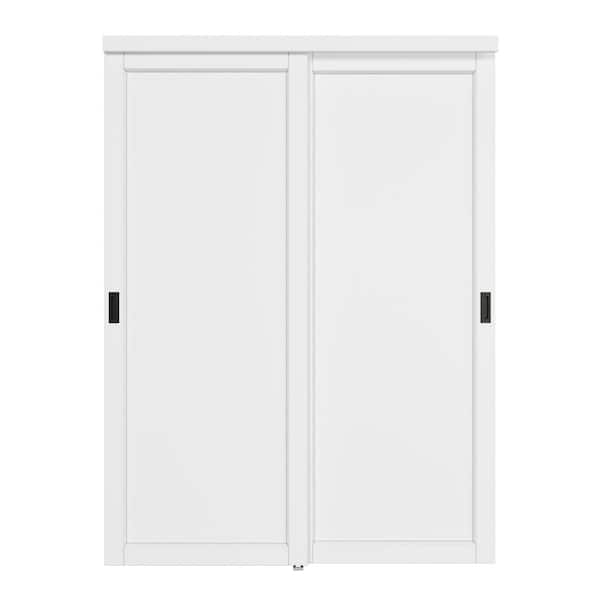 60 in. x 80 in. Classic 1 Panel Solid Core White Primed MDF Sliding Door Smooth Blank Pattern with Hardware Kit