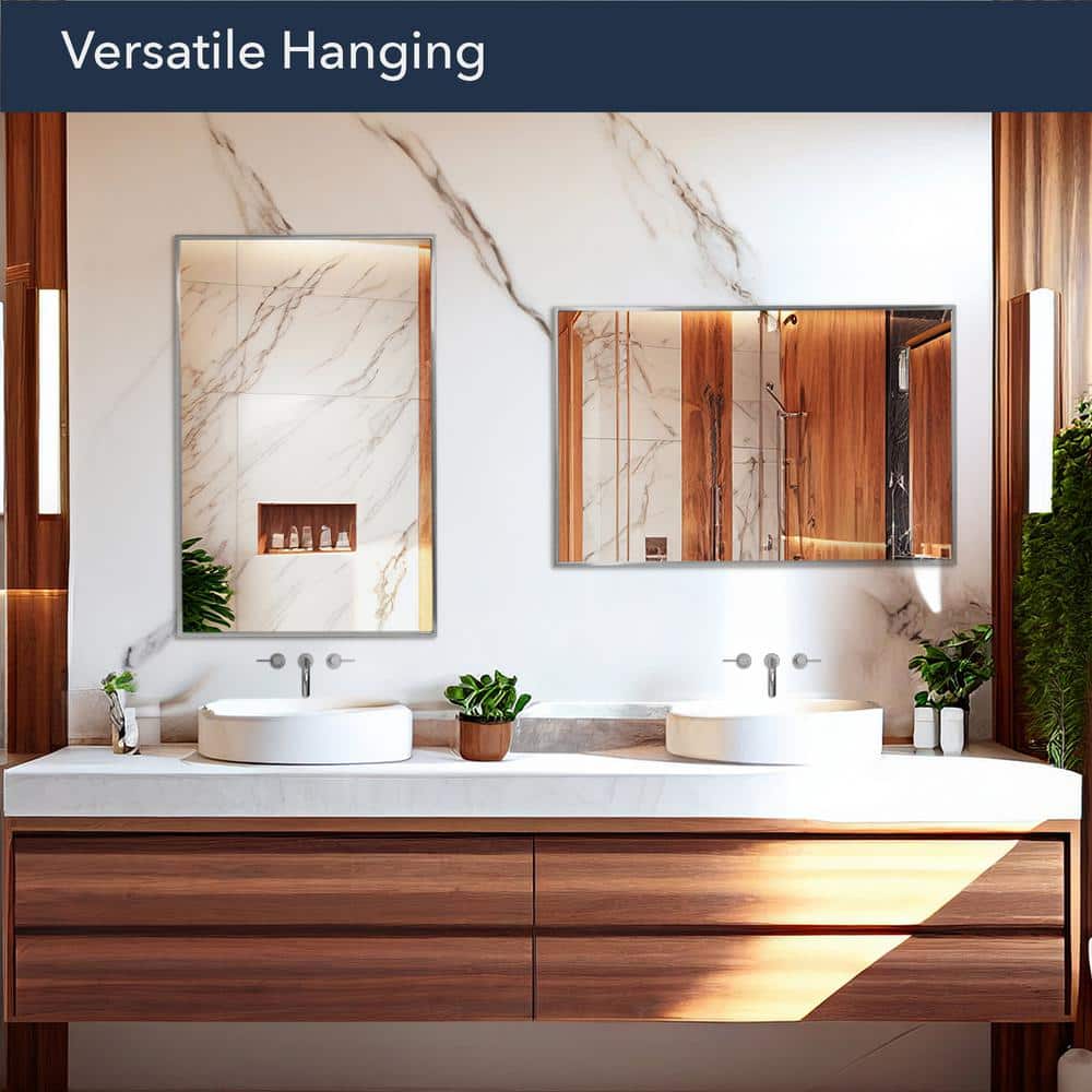 Elegant Brushed Nickel Stainless Steel 22x34 Vanity Mirror