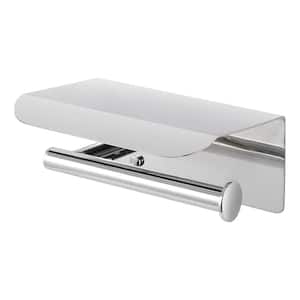 Maddox Wall-Mount Toilet Paper Holder with Shelf in Polished Chrome