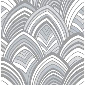 CABARITA Grey Art Deco Leaves Paper Strippable Roll (Covers 56.4 sq. ft.)