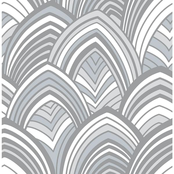 A-Street Prints CABARITA Grey Art Deco Leaves Paper Strippable Roll (Covers 56.4 sq. ft.)