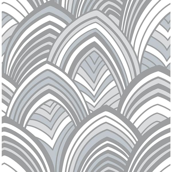 A-Street Prints CABARITA Grey Art Deco Leaves Grey Wallpaper Sample