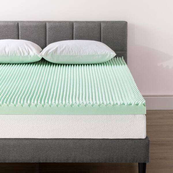 4 Inch Egg Crate Memory Foam Mattress Topper with Calming Aloe