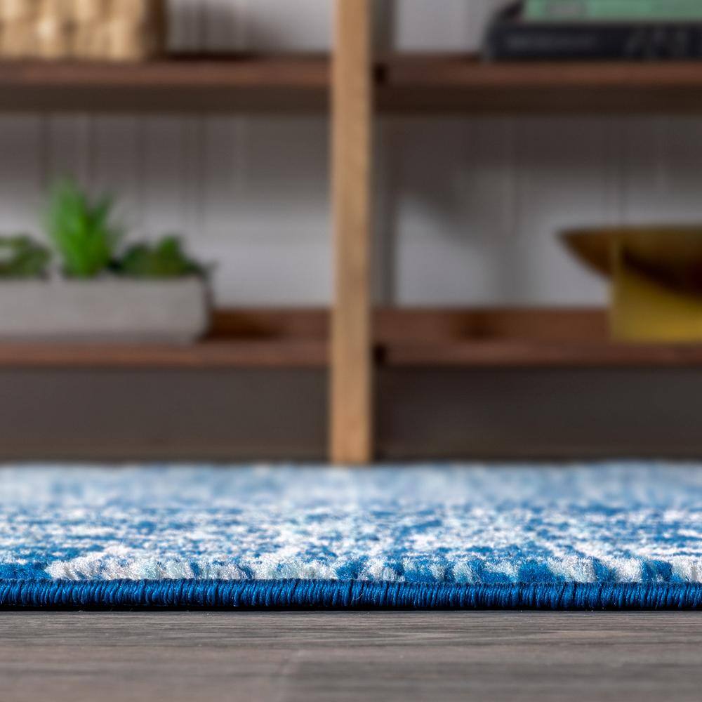 Moroccan Blue and Gray Synthetic 3' x 5' Area Rug
