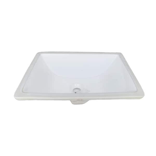 Rhythm Series 18 in. Rectangular Undermount Single Bowl Bathroom Sink in White