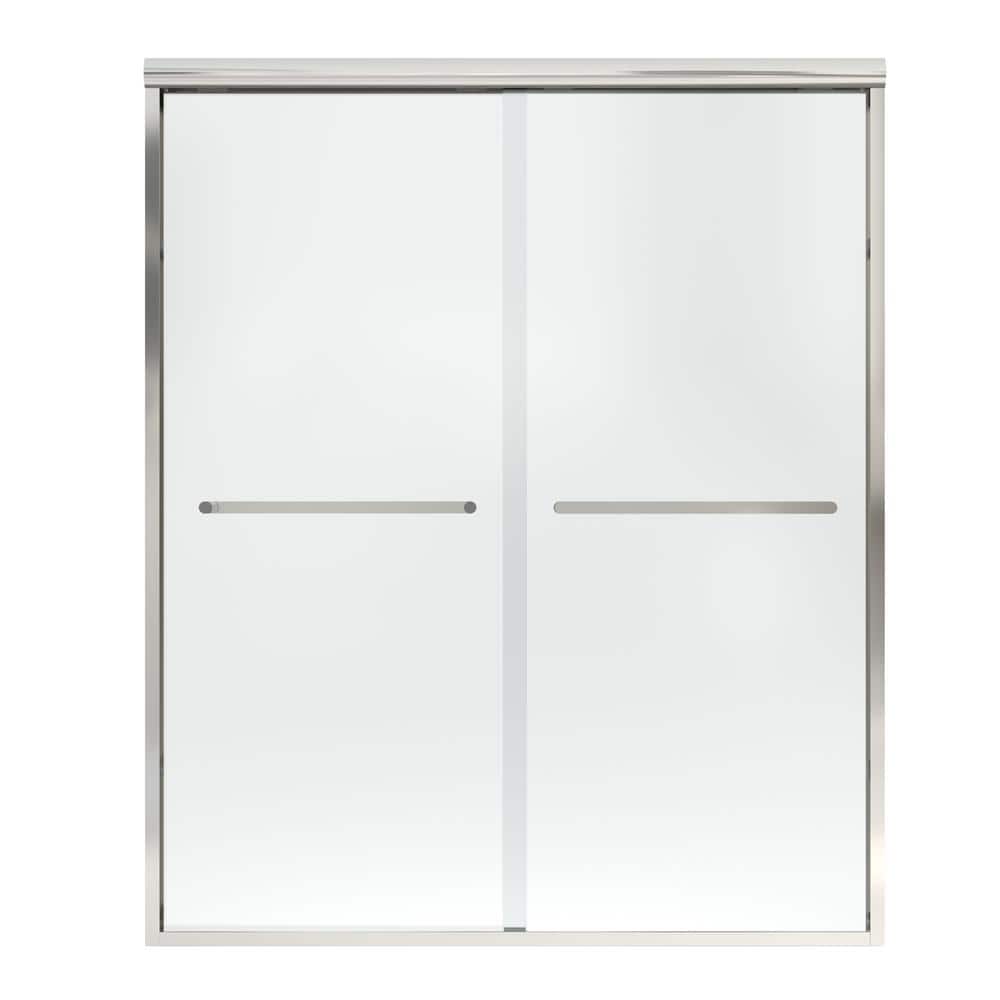56 to 60 in. W x 76 in. H Sliding Semi Frameless Shower Door in Brushed Nickel Finish with Clear Glass price history on PriceWatchPro