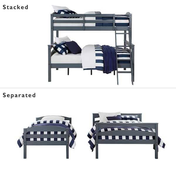 Dorel Living Brady Twin Over Full Gray, Brady Twin Full Bunk Bed With Desk